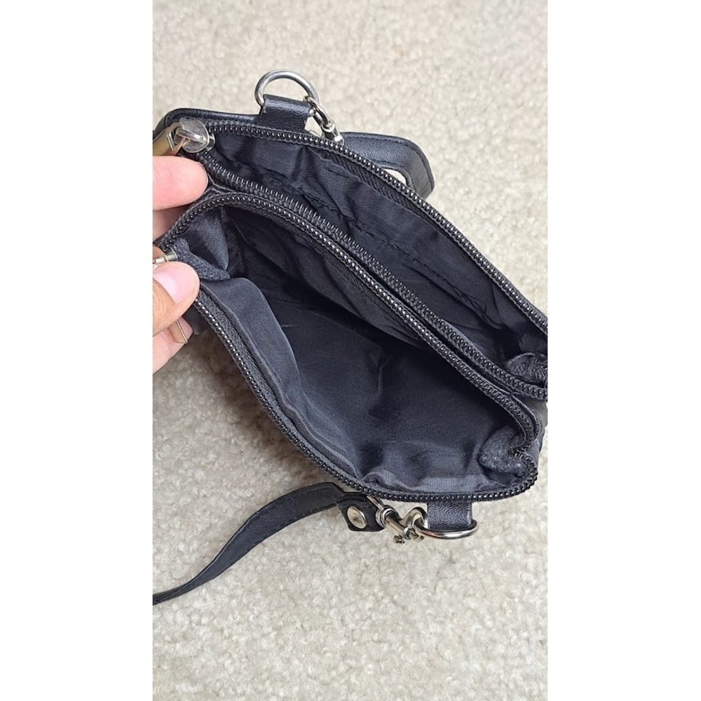 Small Black Genuine Leather Shoulder Cross Body Travel Handbag - Picture 3 of 3